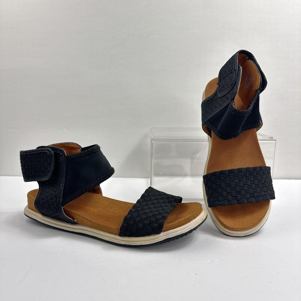 Bernie Mev Sandals Womens 7.5 EU 38 Black Bianca Ankle Strap Woven Elastic